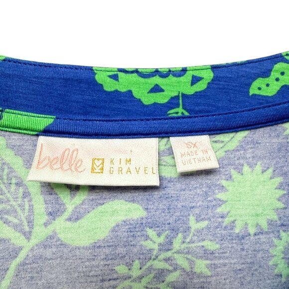 BELLE Kim Gravel Blue Floral Top Plus Size 5X Stretch V-Neck Tunic Tee - Picture 5 of 9